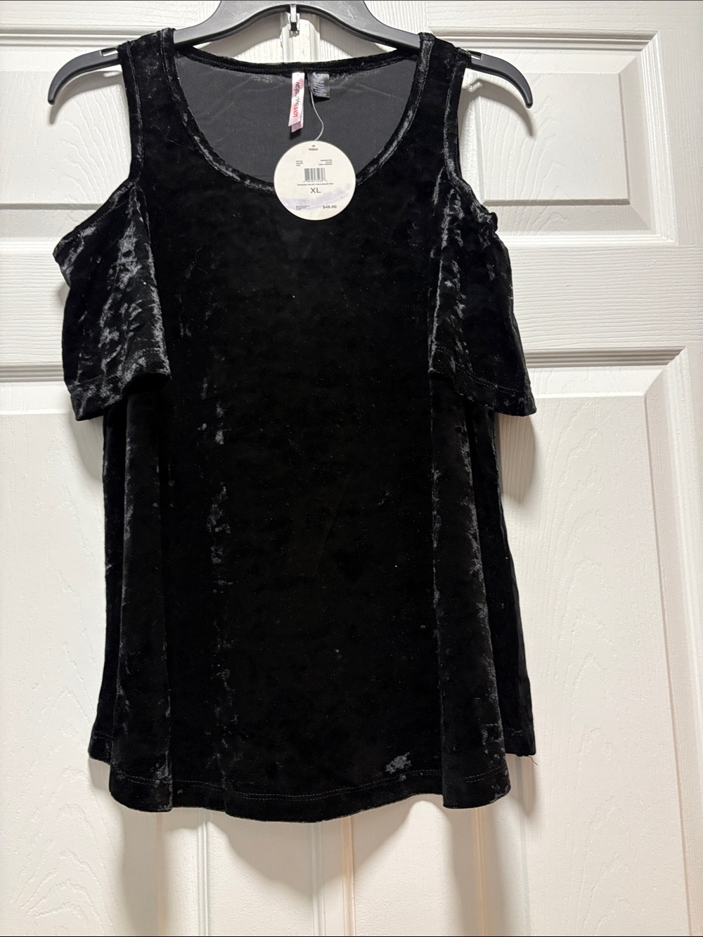 Black Velvet Cold-Shoulder Tank Top